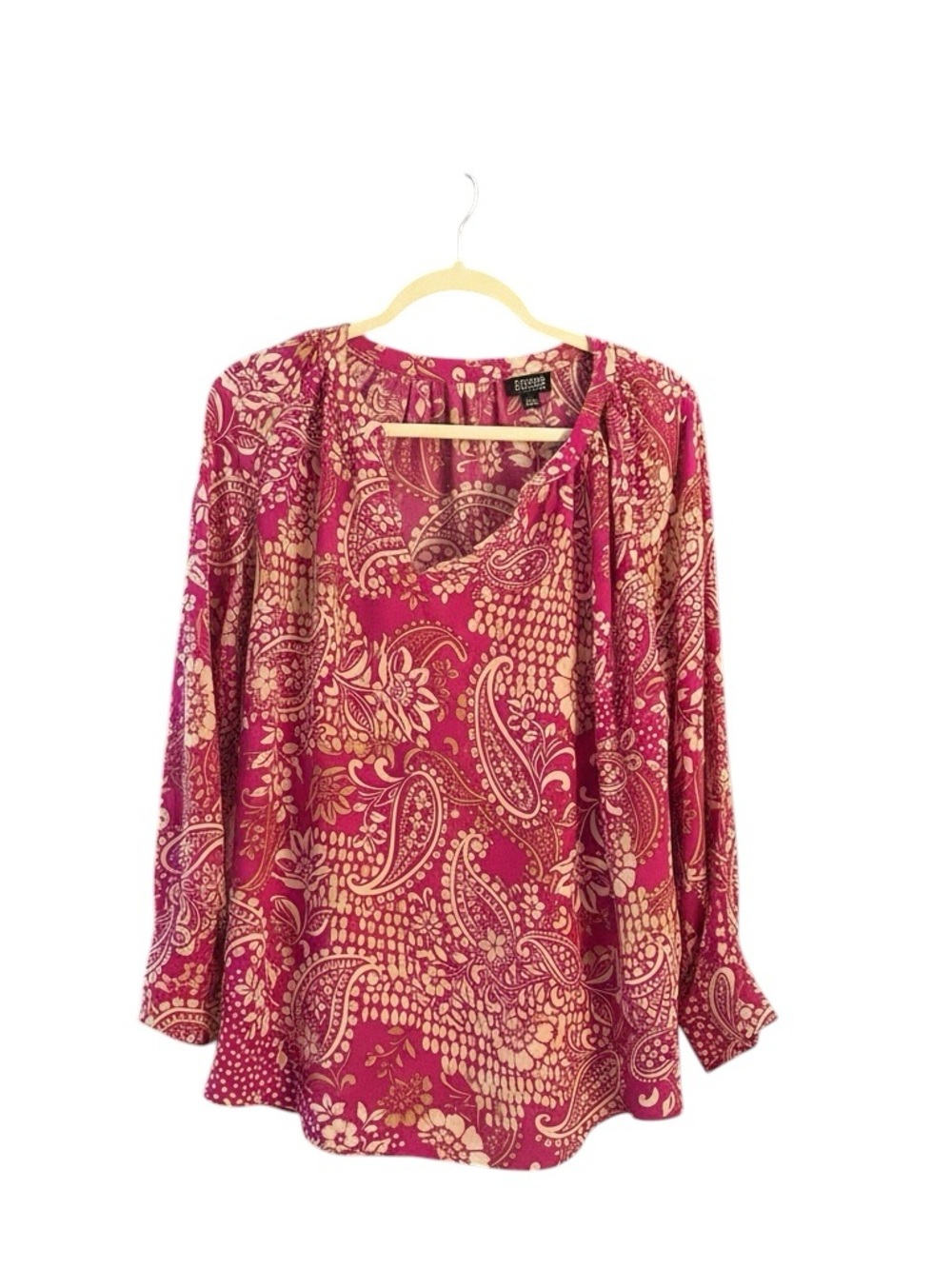 Jones New York Pink Paisley Long Sleeve Blouse